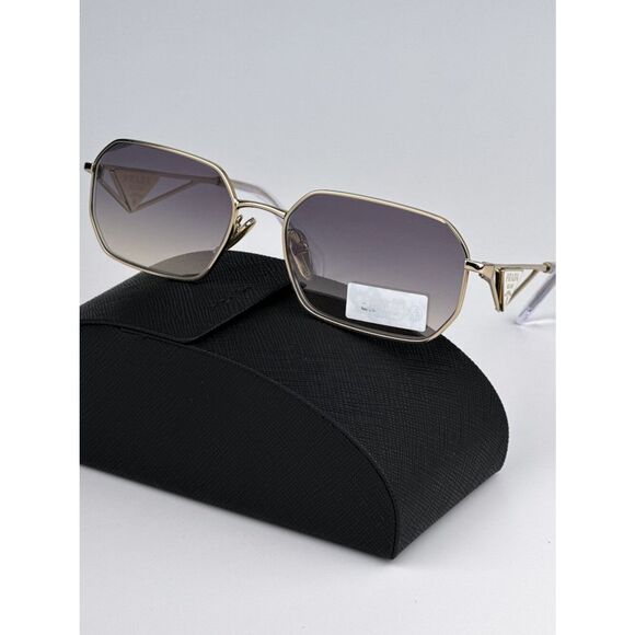 NEW Prada PRA51S ZVN30C Pale Gold Gradient Blue Mirror Geometric Sunglasses main image 9